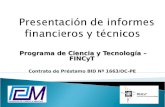 Programa de Ciencia y Tecnología – FINCyT Contrato de Préstamo BID Nº 1663/OC-PE.