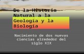 De la Historia Natural a la Geología y la Biología Nacimiento de dos nuevas ciencias alrededor del siglo XIX.