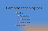 Cambios tecnológicos Bulbo Transistor Antenas Micrófonos Estudios.