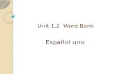 Unit 1.2 Word Bank Español uno. Word Bank  ¿Tienes un mono en la casa?  Sí, tengo un mono, dos perros, y seis gatos.  ¿Qué le gusta comer el mono?