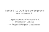 Tema 6 : ¿ Qué tipo de empresa me interesa? Departamento de Formación Y Orientación Laboral Mª Ángeles Delgado Castellanos.