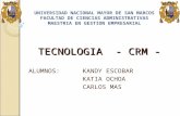 TECNOLOGIA - CRM - ALUMNOS:KANDY ESCOBAR KATIA OCHOA CARLOS MAS UNIVERSIDAD NACIONAL MAYOR DE SAN MARCOS FACULTAD DE CIENCIAS ADMINISTRATIVAS MAESTRIA.