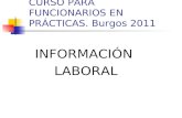 CURSO PARA FUNCIONARIOS EN PRÁCTICAS. Burgos 2011 INFORMACIÓN LABORAL.