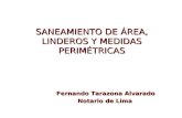SANEAMIENTO DE ÁREA, LINDEROS Y MEDIDAS PERIMÉTRICAS Fernando Tarazona Alvarado Notario de Lima Notario de Lima.