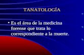 TANATOLOGÍA Es el área de la medicina forense que trata lo correspondiente a la muerte.