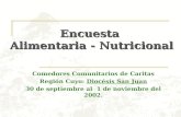 Comedores Comunitarios de Caritas Región Cuyo: Diocésis San Juan 30 de septiembre al 1 de noviembre del 2002. Encuesta Alimentaria - Nutricional.