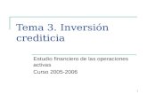 1 Tema 3. Inversión crediticia Estudio financiero de las operaciones activas Curso 2005-2006.