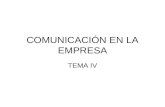 COMUNICACIÓN EN LA EMPRESA TEMA IV. La comunicación en la empresa Tomar conciencia de su importancia tanto a nivel interno como externo CHESTER BARNARD.