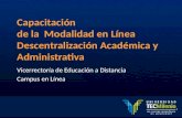 Capacitación de la Modalidad en Línea Descentralización Académica y Administrativa Vicerrectoría de Educación a Distancia Campus en Línea.