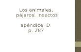 Los animales, pájaros, insectos apéndice D p. 287.