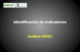 Identificación de Indicadores Análisis PEPSU ObjetivoObjetivo Consolidar indicadores y metas a través de la identificación de factores críticos sumado.