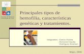 Principales tipos de hemofilia, características genéticas y tratamientos. Integrantes: -García Viviana -Rencoret Claudia -Rodríguez Abraham Facultad de.
