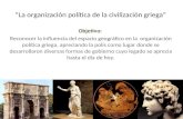 “La organización política de la civilización griega” Objetivo: Reconocer la influencia del espacio geográfico en la organización política griega, apreciando.