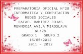 PREPARATORIA OFICIAL N°28 INFORMATICA Y COMPUTACION REDES SOCIALES RAFAEL RAMIREZ ROJAS MENNDOZA AVILA MIROSLAVA NL:28 GRADO:1 GRUPO:2 16/05/2012 2011.