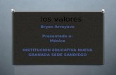 Los valores Bryan Arroyave Presentado a: Mónica INSTITUCION EDUCATIVA NUEVA GRANADA SEDE SANDIEGO.
