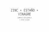 ZINC + ESTAÑO + VINAGRE COMPOSICION QUIMICA Y OTROS ACIDOS.