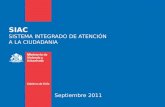 SIAC SISTEMA INTEGRADO DE ATENCIÓN A LA CIUDADANIA Septiembre 2011.
