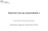 PROYECTOS de INGENIERÍA I MATERIA INTEGRADORA Semestre Agosto-Diciembre 2013.