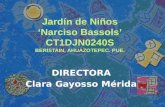 Jardín de Niños ‘Narciso Bassols’ CT1DJN0240S BERISTAIN, AHUAZOTEPEC. PUE. DIRECTORA Clara Gayosso Mérida.