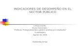 ILPES-CEPAL Curso-Seminario “Políticas Presupuestarias y gestión pública por resultados” Guadalajara Agosto de 2006 Marianela Armijo INDICADORES DE DESEMPEÑO.