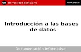 Introducción a las bases de datos Documentación informativa.