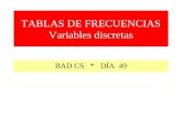 TABLAS DE FRECUENCIAS Variables discretas BAD CS * DÍA 49.