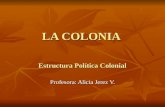 LA COLONIA Estructura Política Colonial Profesora: Alicia Jerez V.