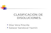 CLASIFICACIÓN DE DISOLUCIONES. Díaz Vera Priscilla Salazar Sandoval Yazmín.