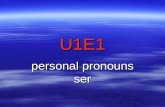 U1E1 personal pronouns ser.  yo IIII personal pronouns  tú  you, familiar singular.