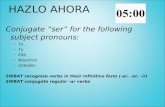 Conjugate “ser” for the following subject pronouns: – Yo – Tu – Ella – Nosotros – Ustedes SWBAT recognize verbs in their infinitive form (-ar, -er, -ir)