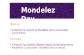 Mondelez Day Objetivo: Fortalecer la relación de Mondelez con la comunidad universitaria. Estrategia: Compartir los factores diferenciadores de Mondelez.