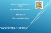 INSTITUTO TECNOLÓGICO DE ROQUE ING. INDUSTRIAS ALIMENTARIAS BIOQUIMICA II PROF. LEON RIVERA HILDA “MANUFACTURA DE LIPIDOS”
