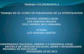 TRABAJO COLABORATIVO 2 TRABAJO EN EL CURSO DE PARADIGMAS DE LA INVESTIGACION CLAUDIA ANDREA CASAS LUZ ADRIANA MOLINA YULY ANDREA RICO MIRANDA TUTORA: