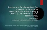 Aportes para la discusión de los procesos de integración transfronteriza entre Uruguay y Brasil y los desafíos para el Trabajo Social Rodolfo Martínez.
