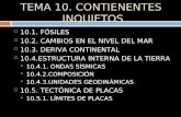 TEMA 10. CONTIENENTES INQUIETOS  10.1. FÓSILES  10.2. CAMBIOS EN EL NIVEL DEL MAR  10.3. DERIVA CONTINENTAL  10.4.ESTRUCTURA INTERNA DE LA TIERRA