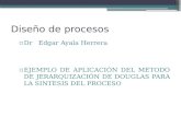 Diseño de procesos ▫Dr Edgar Ayala Herrera ▫EJEMPLO DE APLICACIÓN DEL METODO DE JERARQUIZACIÓN DE DOUGLAS PARA LA SINTESIS DEL PROCESO.