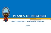 PLANES DE NEGOCIO MSc. FREDDY E. ALIENDRE ESPAÑA 2013.