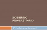 GOBIERNO UNIVERSITARIO CP - LA Fernando Hammond. Arrancando…  ¿Cómo funciona el gobierno universitario de la UNMDP? ¿Por qué funciona bien/mal?  ¿Cómo.