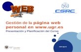 Csirc.ugr.es Gestión de la página web personal en  Presentación y Planificación del Curso.