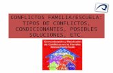 CONFLICTOS FAMILIA/ESCUELA: TIPOS DE CONFLICTOS, CONDICIONANTES, POSIBLES SOLUCIONES, ETC.