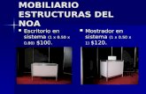 MOBILIARIO ESTRUCTURAS DEL NOA Escritorio en sistema (1 x 0.50 x 0.80) $100. Escritorio en sistema (1 x 0.50 x 0.80) $100. Mostrador en sistema (1 x 0.50.