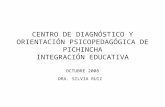 CENTRO DE DIAGNÓSTICO Y ORIENTACIÓN PSICOPEDAGÓGICA DE PICHINCHA INTEGRACIÓN EDUCATIVA OCTUBRE 2008 DRA. SILVIA RUIZ.