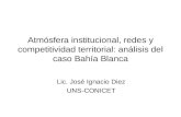 Atmósfera institucional, redes y competitividad territorial: análisis del caso Bahía Blanca Lic. José Ignacio Diez UNS-CONICET.