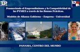 PANAMA, CENTRO DEL MUNDO Promoviendo el Emprendimiento y la Competitividad de las PYMES a través de las Buenas Prácticas. Modelos de Alianza Gobierno –