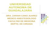 UNIVERSIDAD AUTONOMA DE GUADALAJARA DRA. ZARAHI CANO JUAREZ MEDICO ANESTESIOLOGO FACULTAD DE MEDICINA DEPTO. DE CIRUGIA.