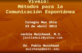 Vívelo: Métodos para la Comunicación Espontánea Colegio Max Uhle 23 de abril 2013 Jackie Muirhead, M.S. jackiemuir@yahoo.com Dr. Pablo Muirhead muirheap@matc.edu.