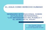 SEMINARIO INTERNACIONAL SOBRE ACTUALIDAD DEFENSORIAL: “LAS DEFENSORÍAS DEL PUEBLO Y EL DERECHO AL AGUA” Dra. Claudia Collado La Antigua, Guatemala 11 al.