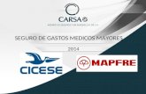 SEGURO DE GASTOS MEDICOS MAYORES 2014. Antecedentes Es un beneficio contratado por el CICESE para sus empleados en activo o con licencia medica La contratación.