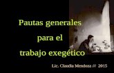 Pautas generales para el trabajo exegético Lic. Claudia Mendoza /// 2015.