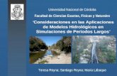 “ Consideraciones en las Aplicaciones de Modelos Hidrológicos en Simulaciones de Periodos Largos ” Universidad Nacional de Córdoba Facultad de Ciencias.